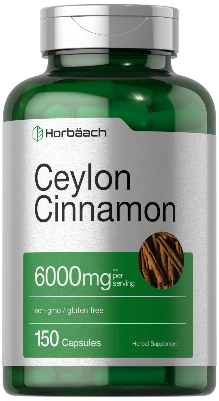 Horbäach Ceylon Cinnamon Supplement | 150 Capsules | Herbal Extract Pills | Non-GMO & Gluten Free - Maple Wellness Supplements