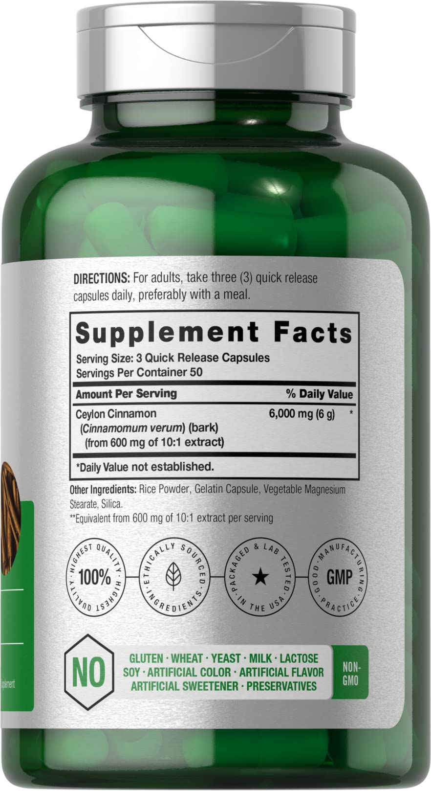Horbäach Ceylon Cinnamon Supplement | 150 Capsules | Herbal Extract Pills | Non-GMO & Gluten Free - Maple Wellness Supplements
