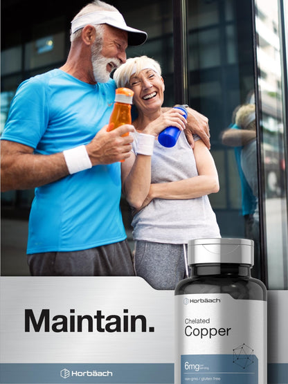 Horbäach Chelated Copper Supplement 6mg | 300 Tablets | Essential Trace Mineral | Vegetarian, Non-GMO, Gluten Free - Maple Wellness Supplements