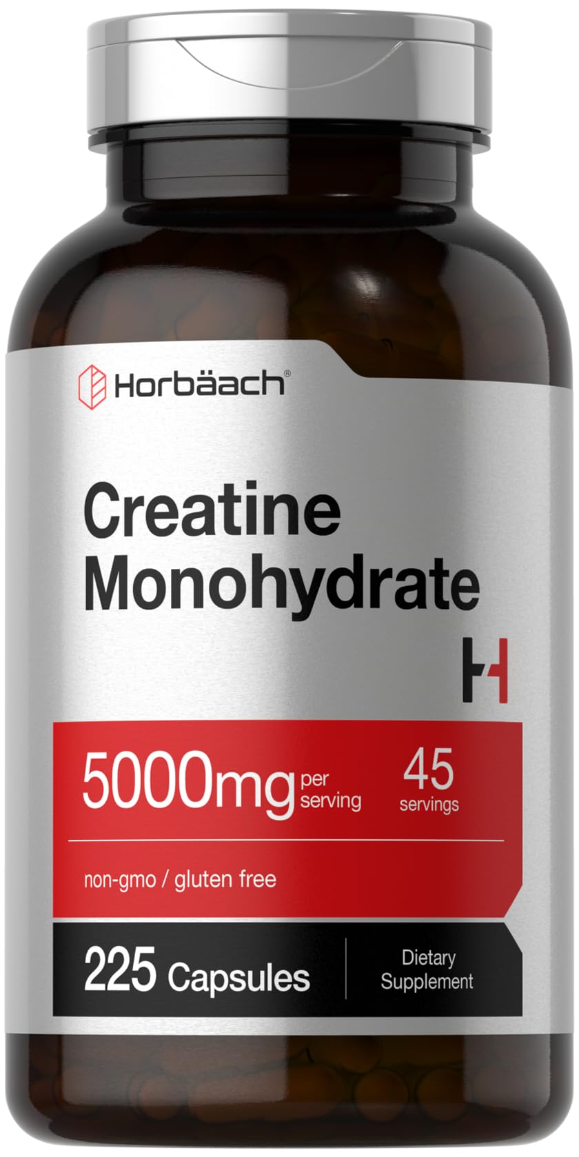 Horbäach Creatine Monohydrate | 5g | 225 Capsules | Non-GMO, Gluten Free Supplement - Maple Wellness Supplements