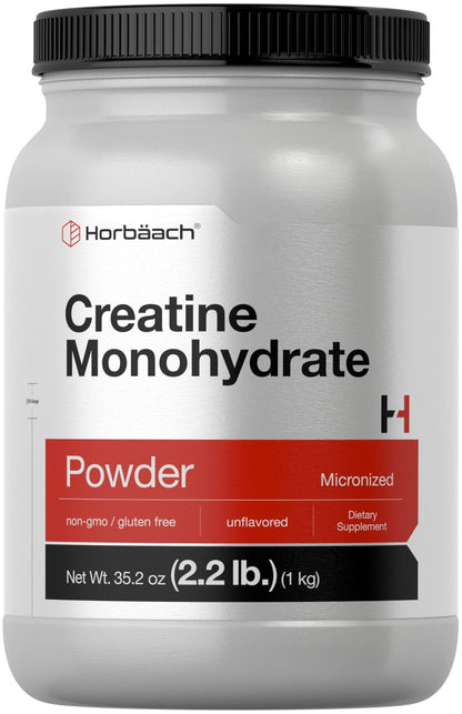 Horbäach Creatine Monohydrate Powder | 2.2lbs (35.2 oz) | Micronized and Unflavored | Vegetarian, Non-GMO, and Gluten Free Supplement - Maple Wellness Supplements