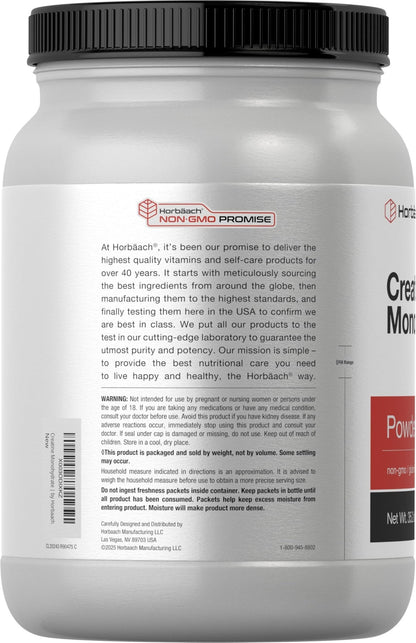 Horbäach Creatine Monohydrate Powder | 2.2lbs (35.2 oz) | Micronized and Unflavored | Vegetarian, Non-GMO, and Gluten Free Supplement - Maple Wellness Supplements