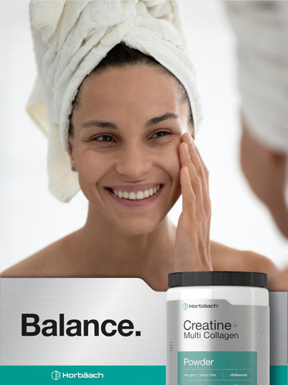 Horbäach Creatine Monohydrate Powder | with Collagen and L-Taurine | 10.05 oz | Unflavored | for Women and Men | Non-GMO, Gluten Free - Maple Wellness Supplements