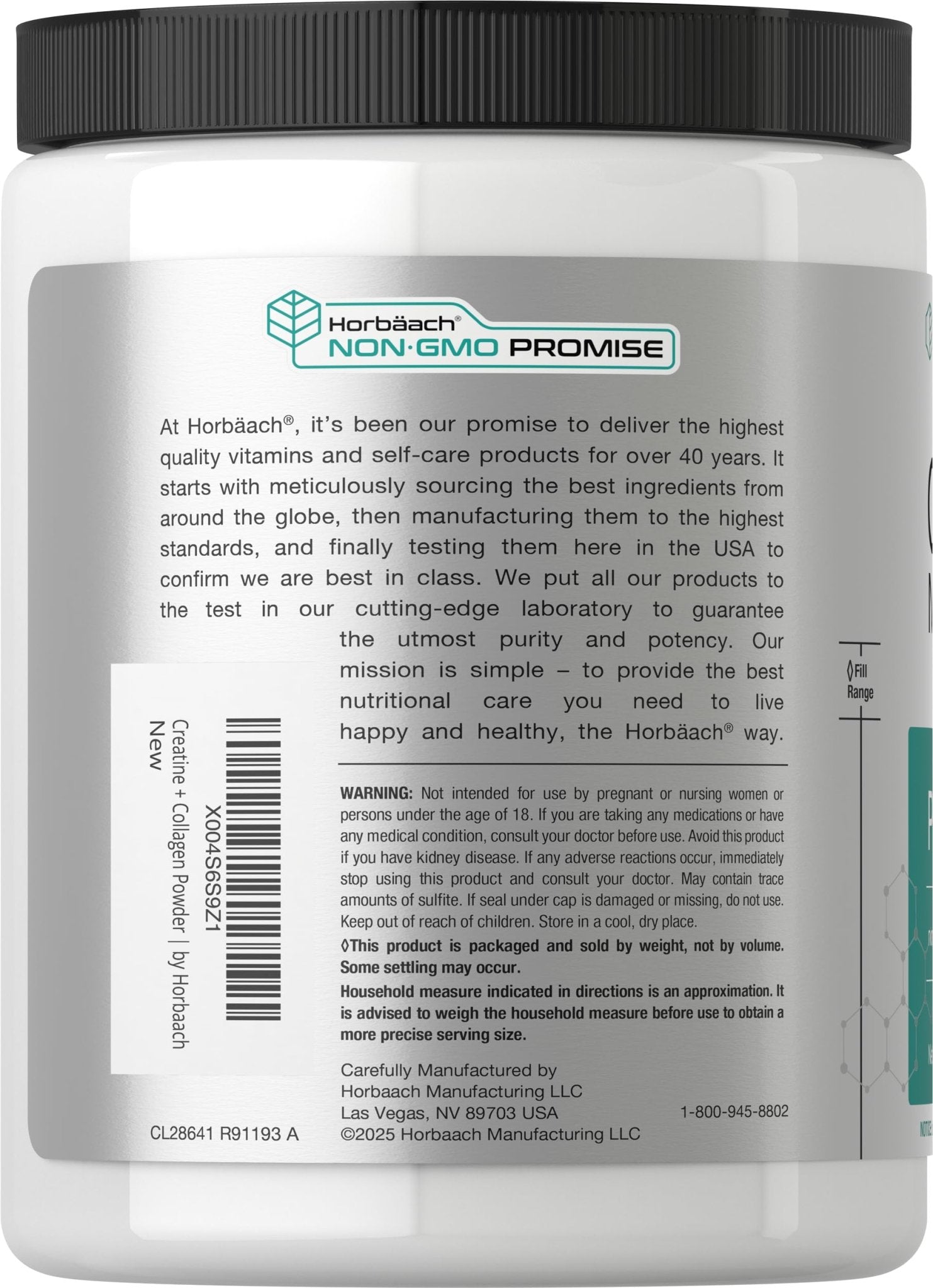 Horbäach Creatine Monohydrate Powder | with Collagen and L-Taurine | 10.05 oz | Unflavored | for Women and Men | Non-GMO, Gluten Free - Maple Wellness Supplements