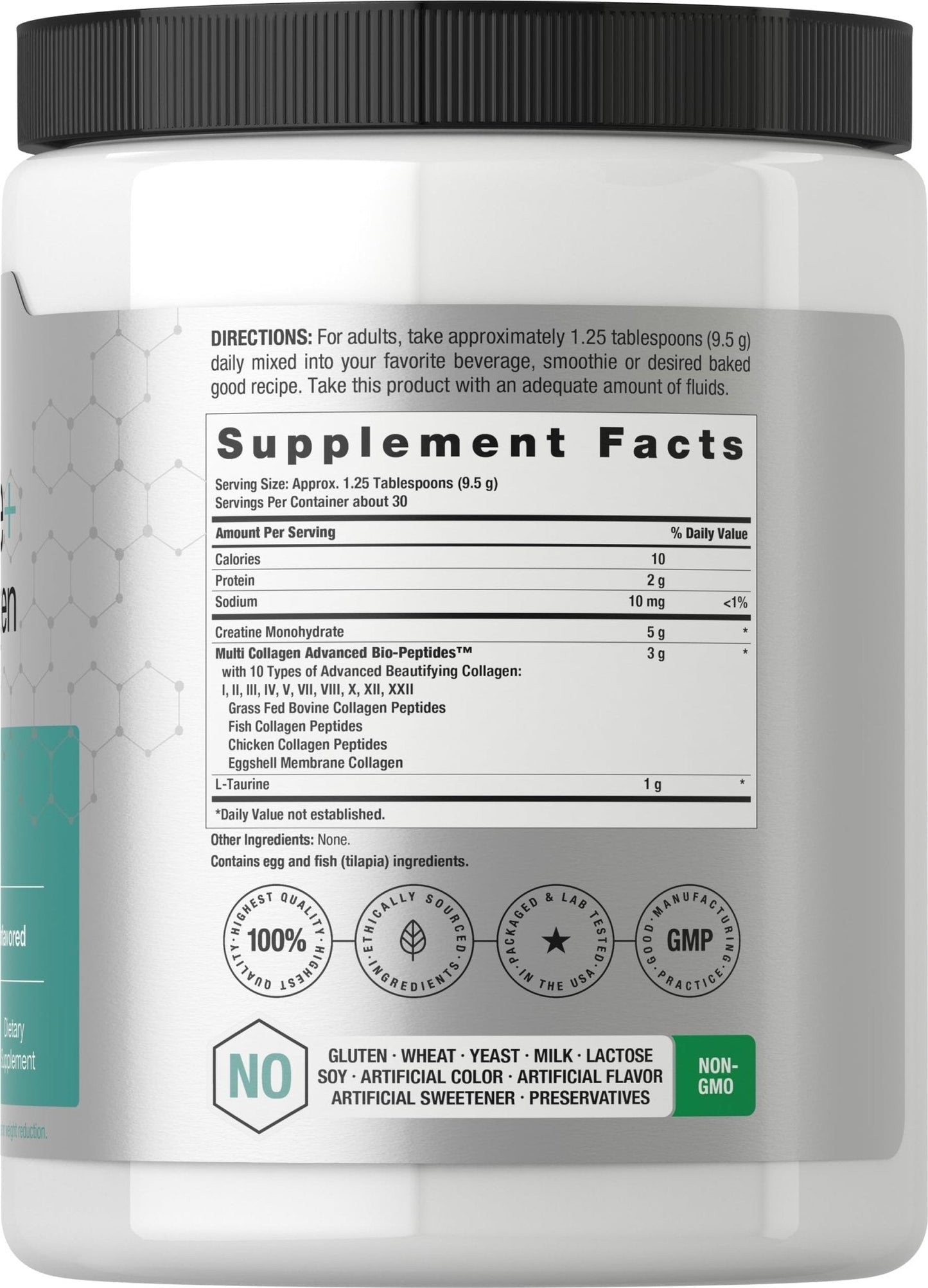 Horbäach Creatine Monohydrate Powder | with Collagen and L-Taurine | 10.05 oz | Unflavored | for Women and Men | Non-GMO, Gluten Free - Maple Wellness Supplements