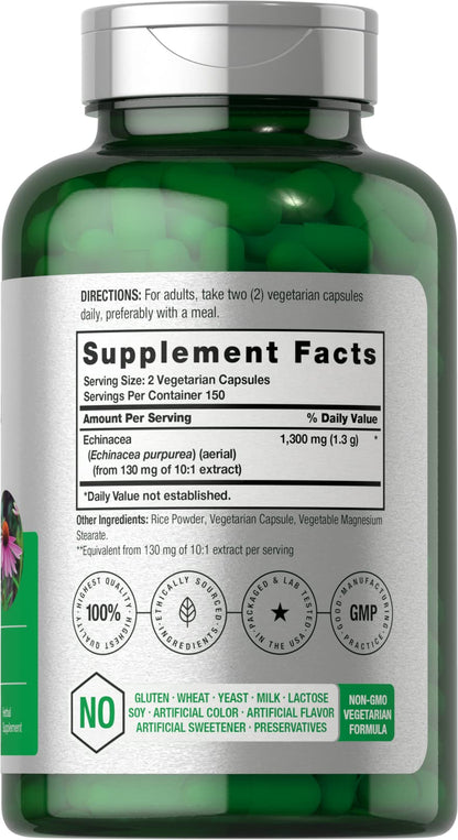 Horbäach Echinacea Extract Capsules | 300 Count | Vegan, Non-GMO, Gluten Free Supplement - Maple Wellness Supplements