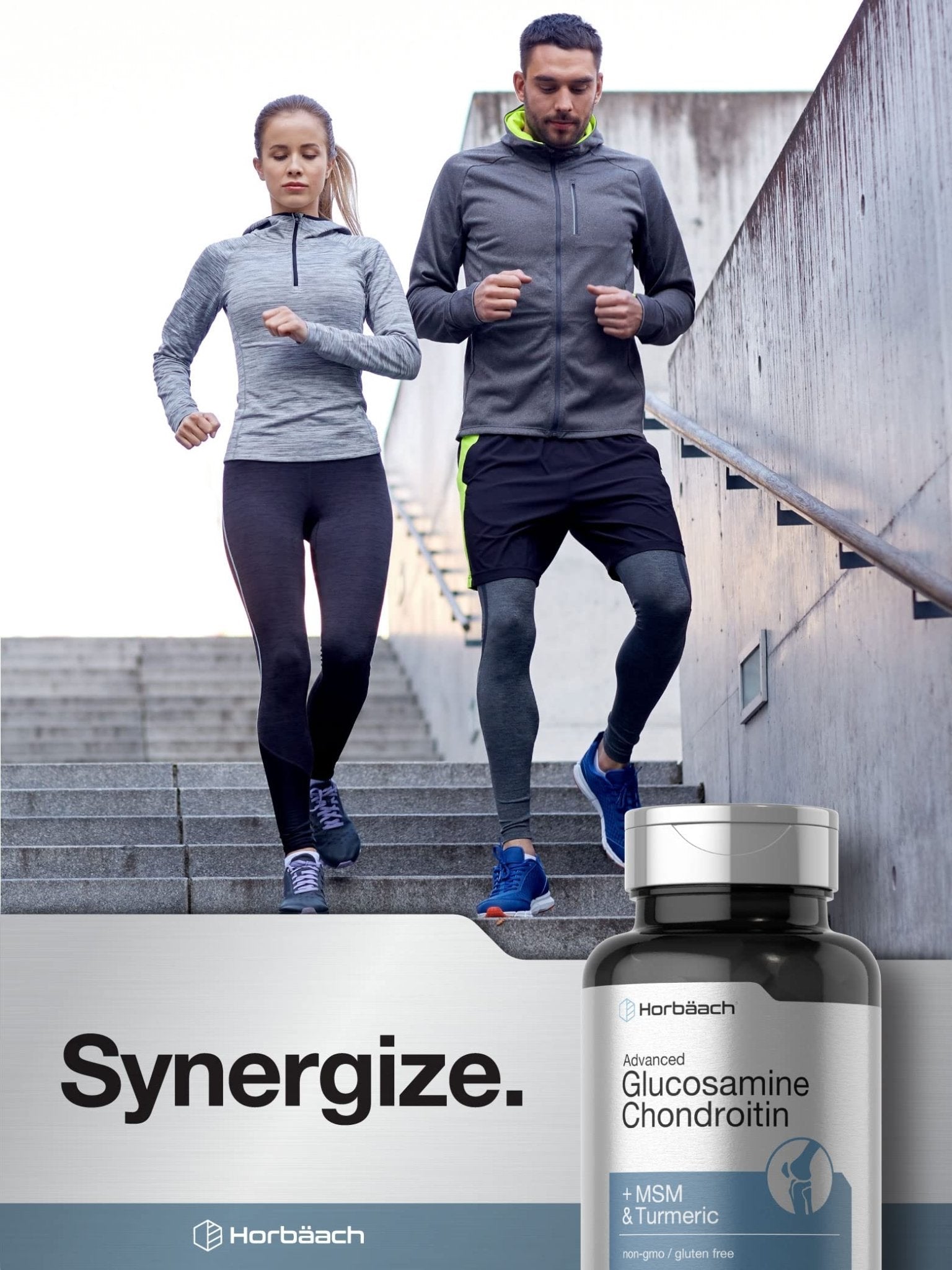 Horbäach Glucosamine Chondroitin | Plus MSM & Turmeric | 180 Coated Caplets | Non-GMO, Gluten Free Supplement - Maple Wellness Supplements