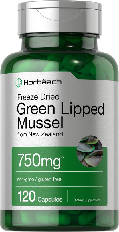 Horbäach Green Lipped Mussel |120 Capsules | from New Zealand | Premium Freeze Dried Mussel Powder - Maple Wellness Supplements