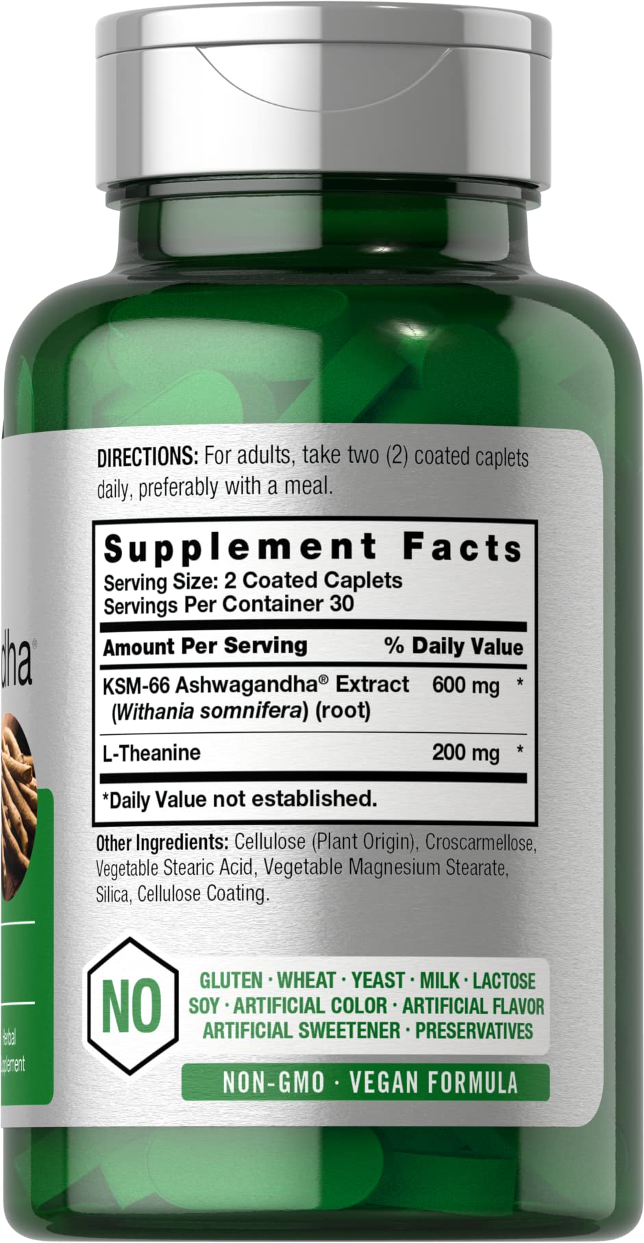 Horbäach KSM-66 Ashwagandha 600mg | with L-Theanine | 60 Coated Caplets | Vegan, Non-GMO, Gluten Free Complex Supplement - Maple Wellness Supplements