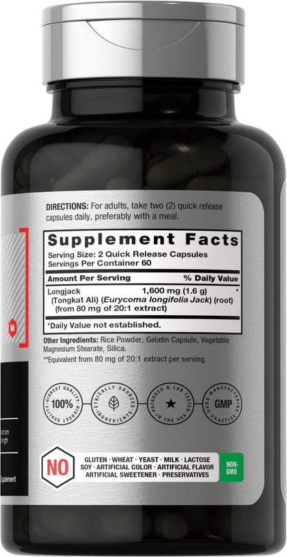 Horbäach Longjack Tongkat Ali for Men and Women | 120 Capsules | Extract Supplement | Maximum Strength Pills - Maple Wellness Supplements