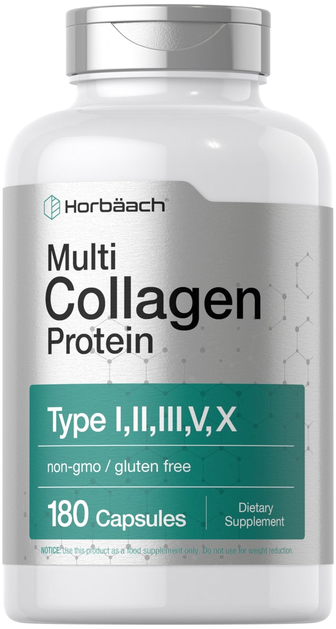Horbäach Multi Collagen Protein 2000 mg | 180 Capsules | Hydrolyzed Collagen Type I, II, III, V, X | Keto & Paleo Friendly, Non-GMO, Gluten Free Supplement - Maple Wellness Supplements