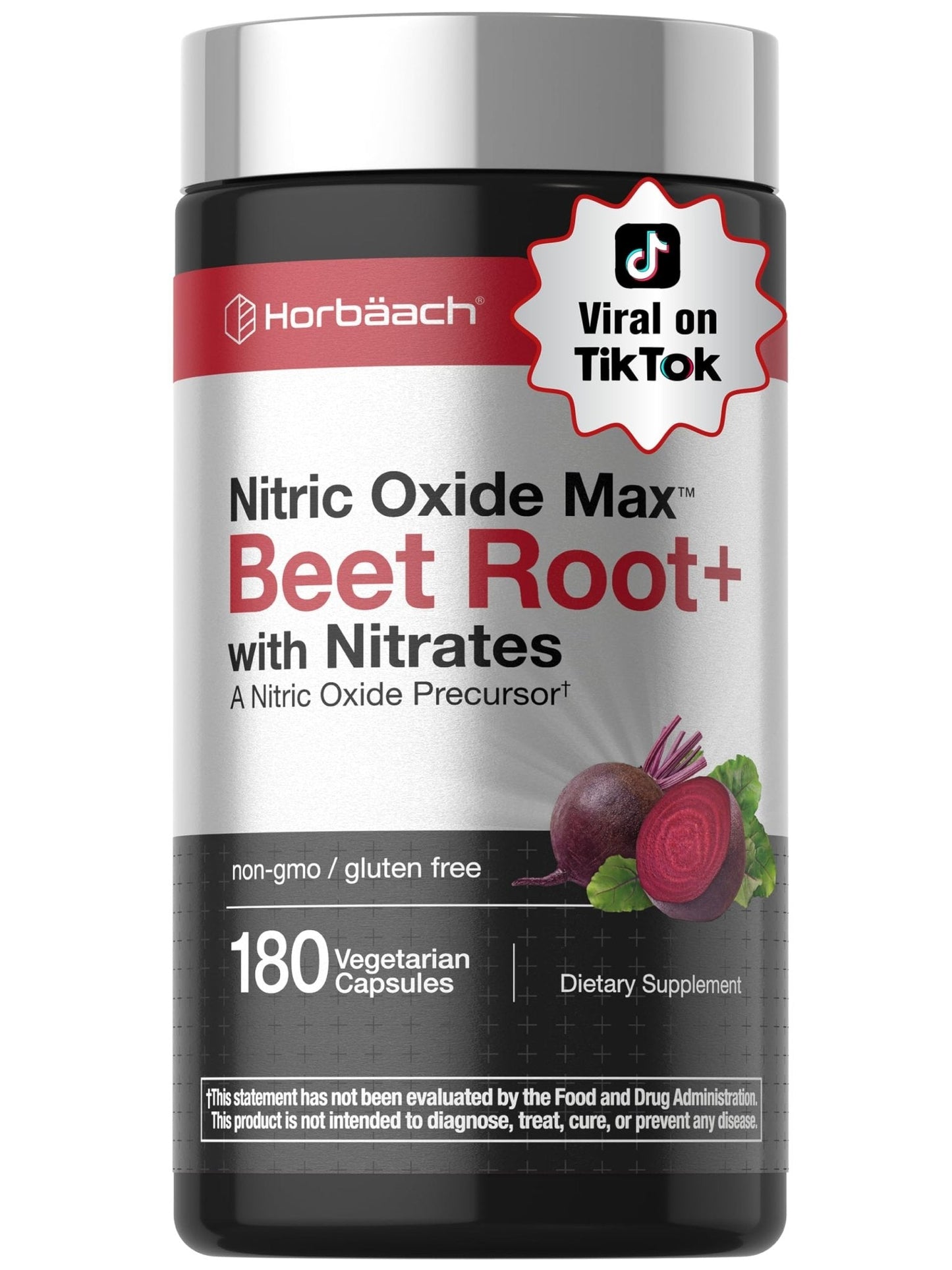 Horbäach Nitric Oxide Beet Root Capsules | 180 Count | with Nitrates and Precursor | for Men and Women | Vegetarian, Non-GMO - Maple Wellness Supplements