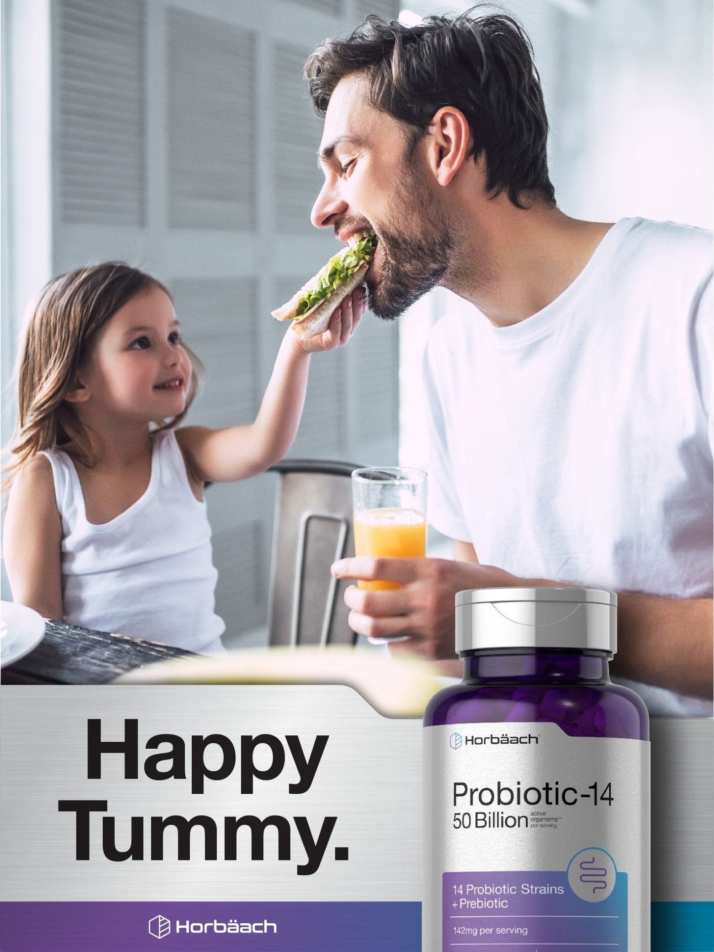 Horbäach Probiotics with Prebiotics | 60 Capsules | 50 Billion Active Organisms | Non-GMO - Maple Wellness Supplements