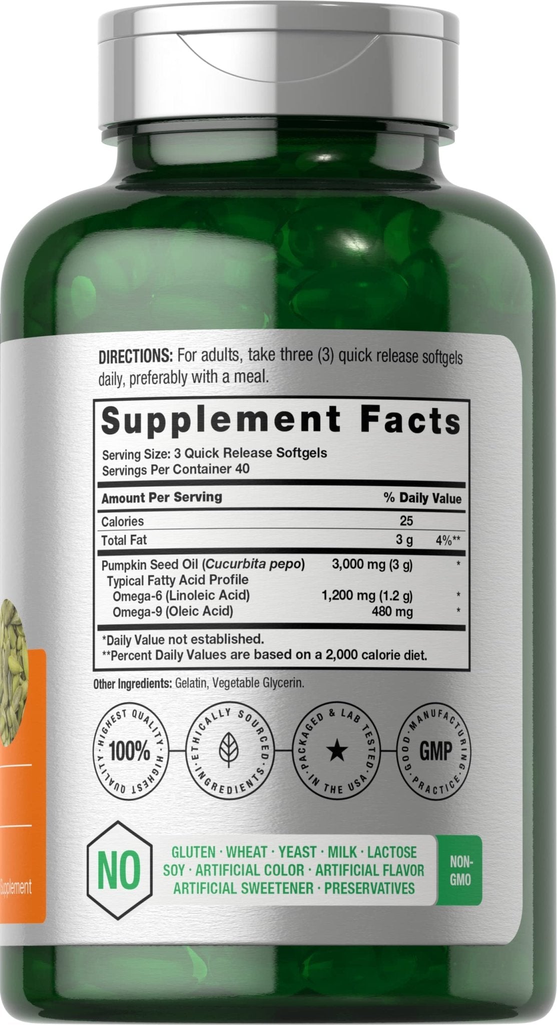 Horbäach Pumpkin Seed Oil | 3000mg | 120 Softgel Capsules | Cold Pressed Dietary Supplement | Non-GMO and Gluten Free Formula - Maple Wellness Supplements