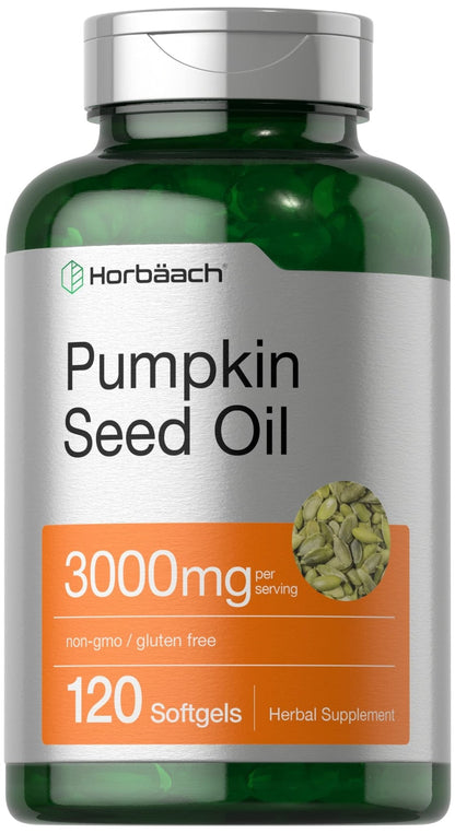 Horbäach Pumpkin Seed Oil | 3000mg | 120 Softgel Capsules | Cold Pressed Dietary Supplement | Non-GMO and Gluten Free Formula - Maple Wellness Supplements