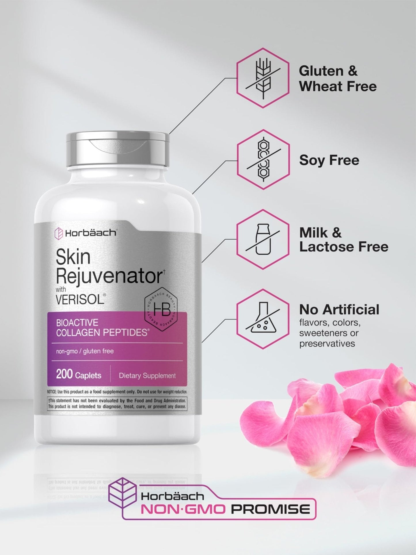 Horbäach Skin Rejuvenator with Verisol | Bioactive Collagen Peptides | 200 Caplets | Non-GMO, Gluten Free Supplement - Maple Wellness Supplements