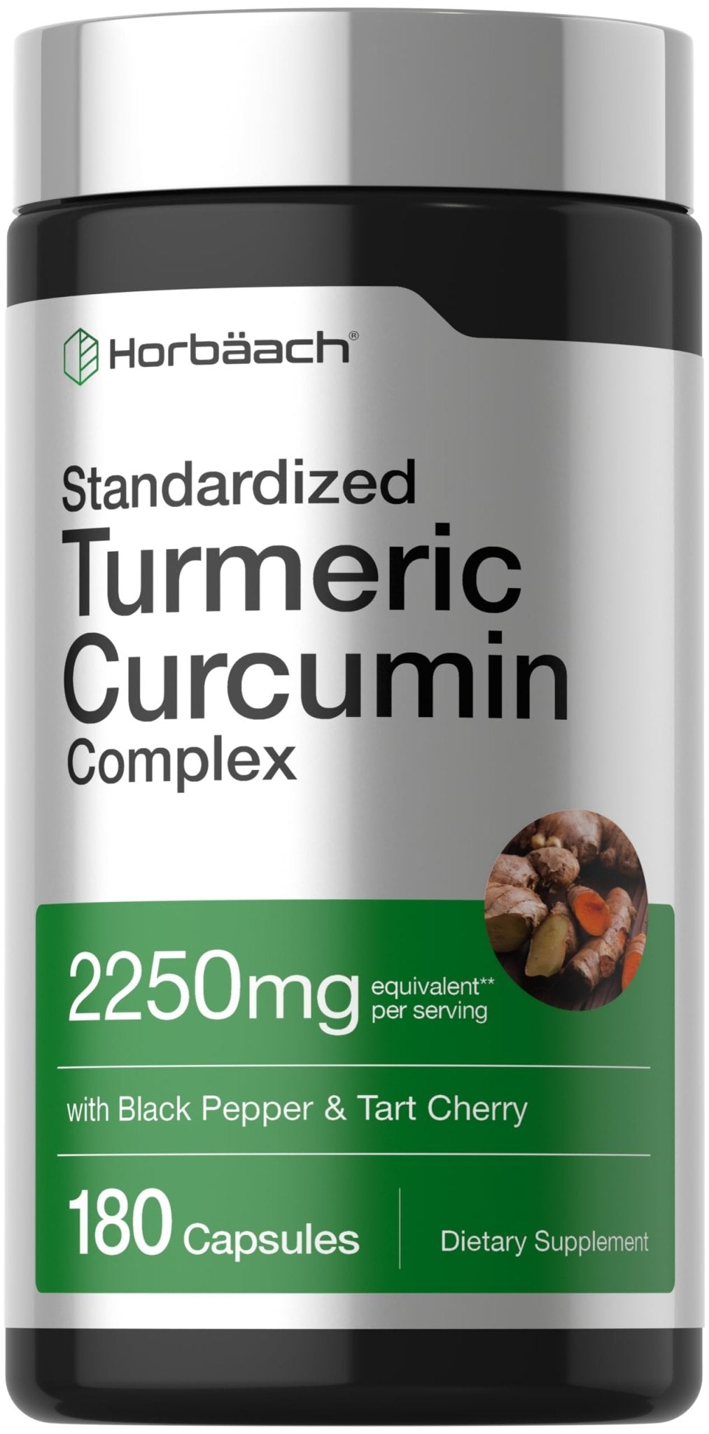 Horbäach Turmeric Curcumin Supplement | 180 Capsules | with Black Pepper & Tart Cherry | Non-GMO & Gluten Free - Maple Wellness Supplements