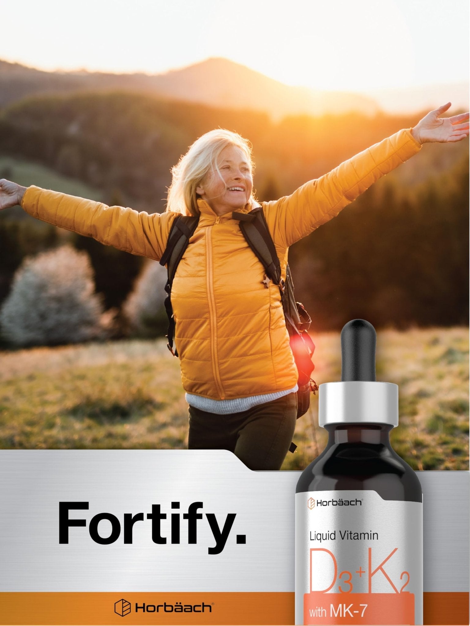 Horbäach Vitamin D3 + K2 Liquid Drops | with MK7 | 2 Fl Oz | Vegetarian | Non-GMO - Maple Wellness Supplements