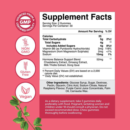 Hormone Balance for Women Gummies of All Ages - PMS Support Supplement for Women to Regulate Menstrual Cycle & Hormonal Balance Menopause & Mood Swings with Vitamin B6 & Dong Quai - 60 Chews - 3 pack - Maple Wellness Supplements
