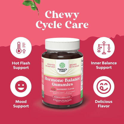 Hormone Balance for Women Gummies of All Ages - PMS Support Supplement for Women to Regulate Menstrual Cycle & Hormonal Balance Menopause & Mood Swings with Vitamin B6 & Dong Quai - 60 Chews - 3 pack - Maple Wellness Supplements