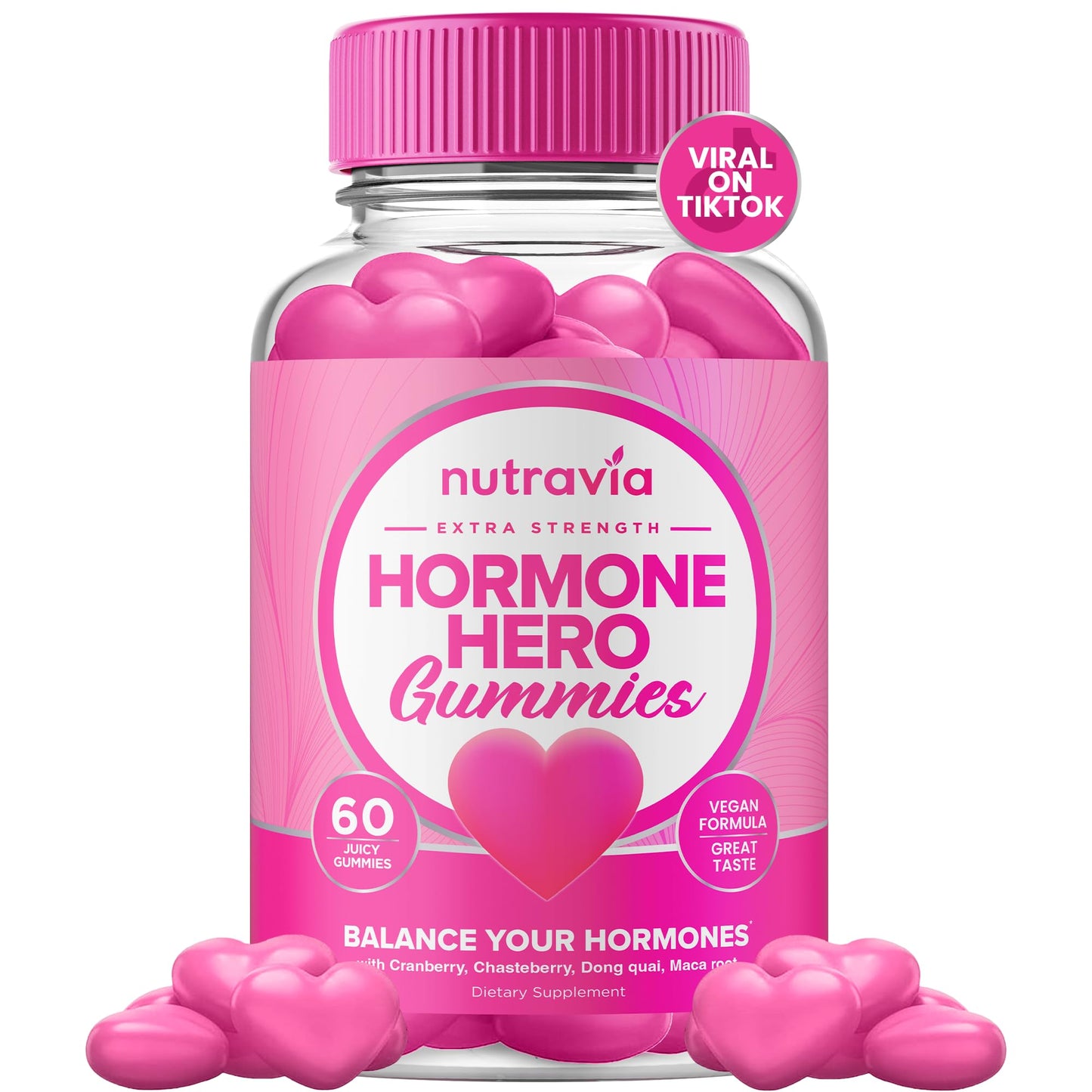 Hormone Balance For Women Gummies + PMS Relief Supplement - Supports Mood Swings, Clear Skin, Reduced Cramps and Bloating - Hormonal PMS Gummies PCOS Vitamin with Cranberry, Dong Quai (60 Gummies) - Maple Wellness Supplements