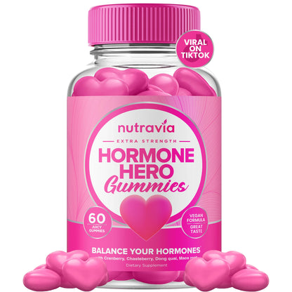 Hormone Balance For Women Gummies + PMS Relief Supplement - Supports Mood Swings, Clear Skin, Reduced Cramps and Bloating - Hormonal PMS Gummies PCOS Vitamin with Cranberry, Dong Quai (60 Gummies) - Maple Wellness Supplements