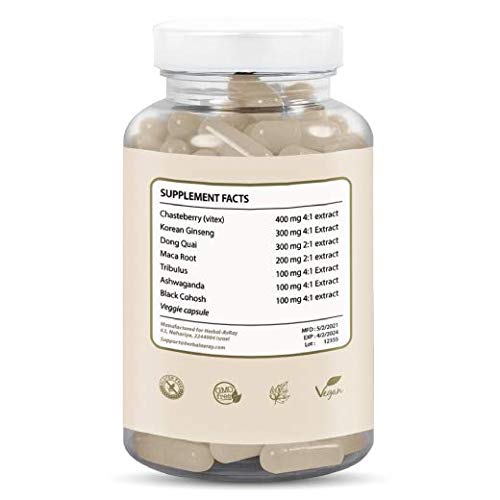 Hormone Balance for Women – Natural Female Energy & Mood Pills – Hot Flashes Menopause Relief Supplement with Vitex Chasteberry, Dong Quai, Maca Root Powder, Ginseng – 90 Veggie Capsules - Maple Wellness Supplements