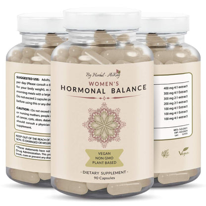 Hormone Balance for Women – Natural Female Energy & Mood Pills – Hot Flashes Menopause Relief Supplement with Vitex Chasteberry, Dong Quai, Maca Root Powder, Ginseng – 90 Veggie Capsules - Maple Wellness Supplements