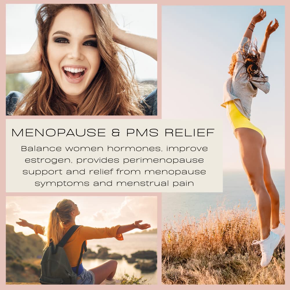Hormone Balance for Women – Natural Female Energy & Mood Pills – Hot Flashes Menopause Relief Supplement with Vitex Chasteberry, Dong Quai, Maca Root Powder, Ginseng – 90 Veggie Capsules - Maple Wellness Supplements