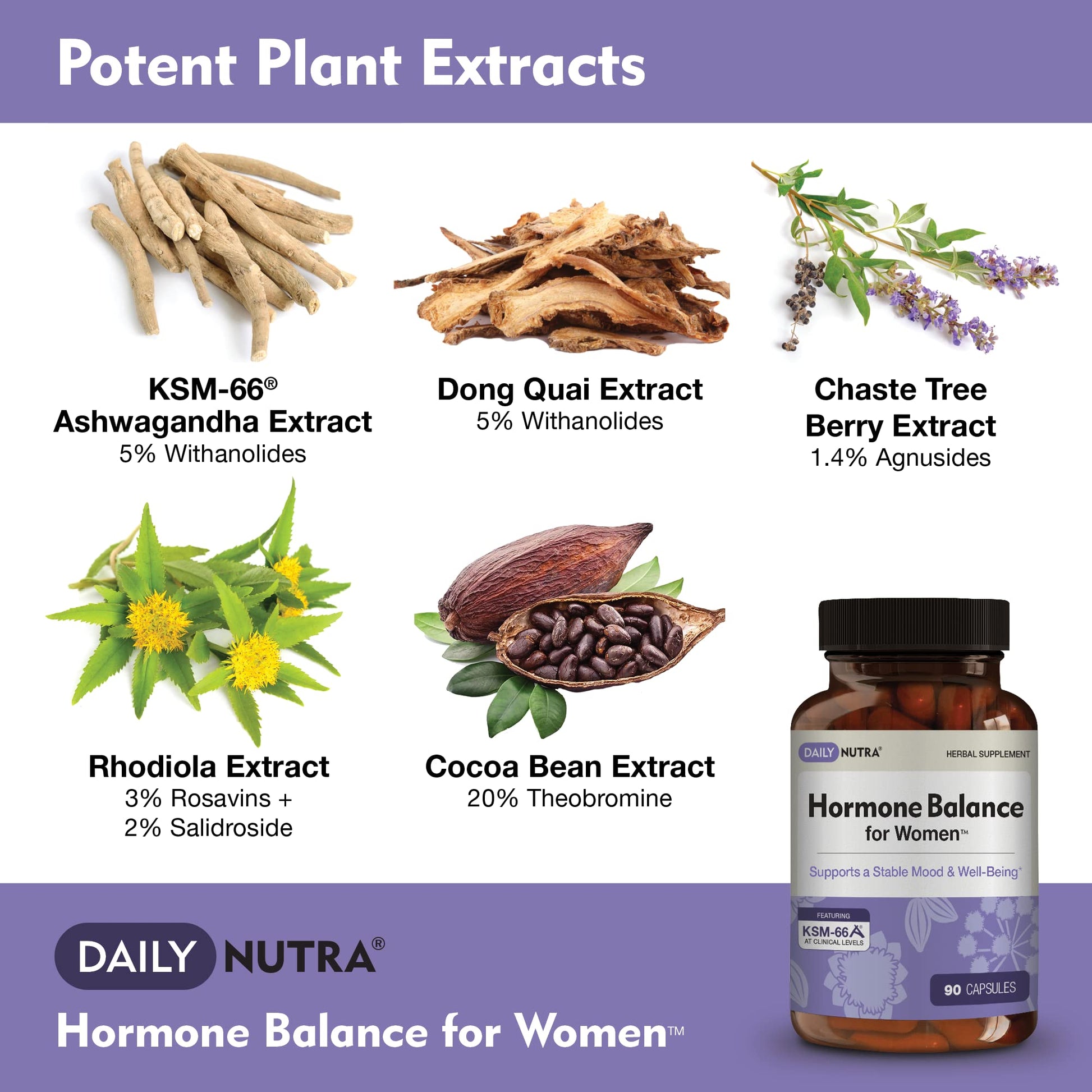 Hormone Balance for Women - Natural Mood Supplement - PMS Relief and Menopause Support | Featuring Clinically Studied KSM-66 Ashwagandha (90 Capsules) - Maple Wellness Supplements