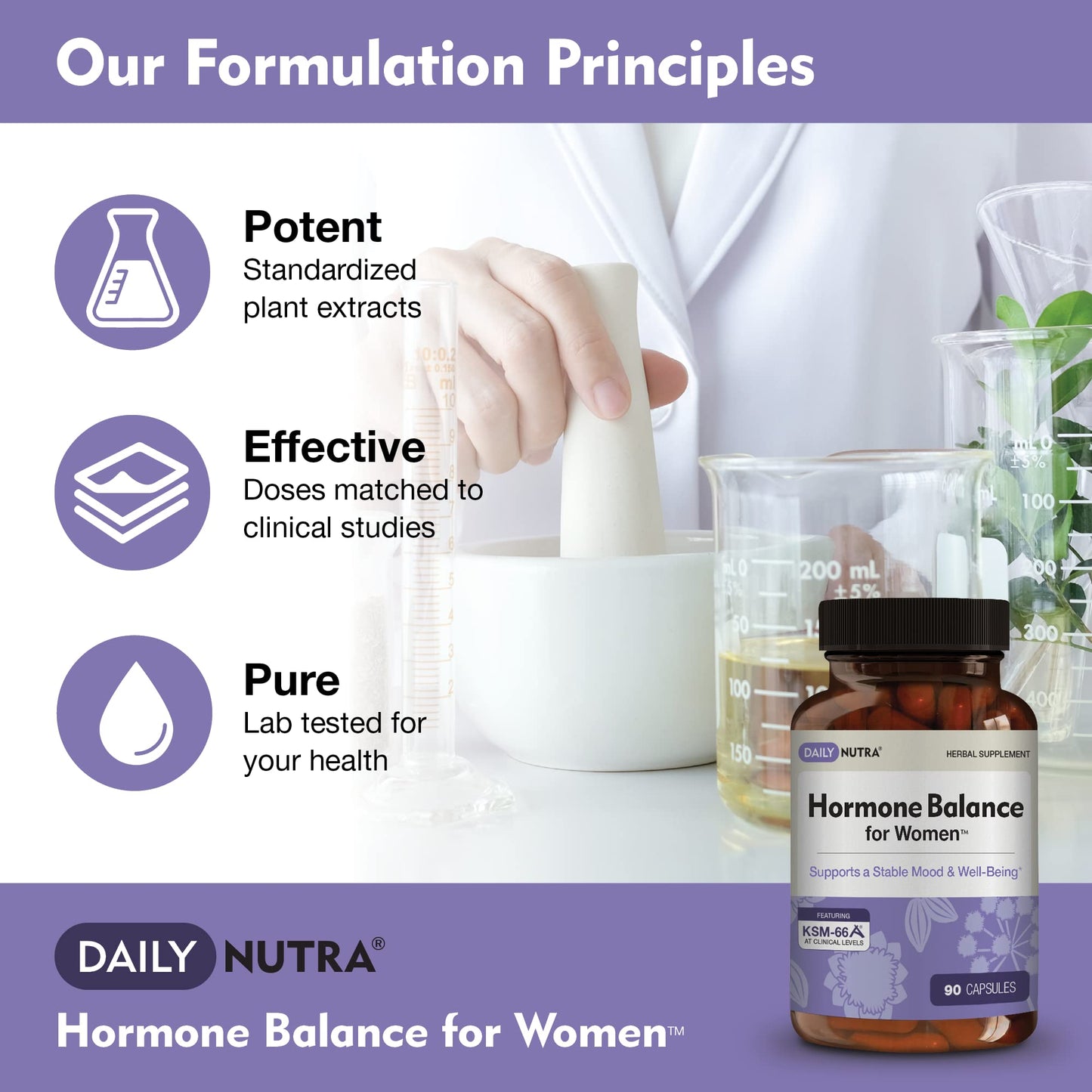 Hormone Balance for Women - Natural Mood Supplement - PMS Relief and Menopause Support | Featuring Clinically Studied KSM-66 Ashwagandha (90 Capsules) - Maple Wellness Supplements