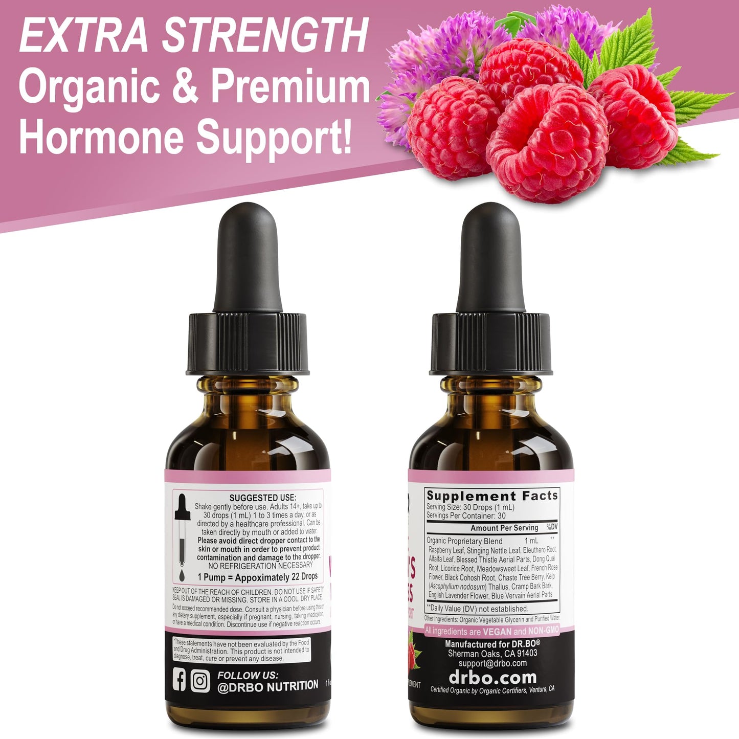 Hormone Balance for Women & PMS Relief - Women's Wellness Organic Hormonal Balance Supplements Liquid Drops & Menstrual Cramp Period Support - Raspberry Leaf, Chasteberry, Black Cohosh Supplement 1 Oz - Maple Wellness Supplements