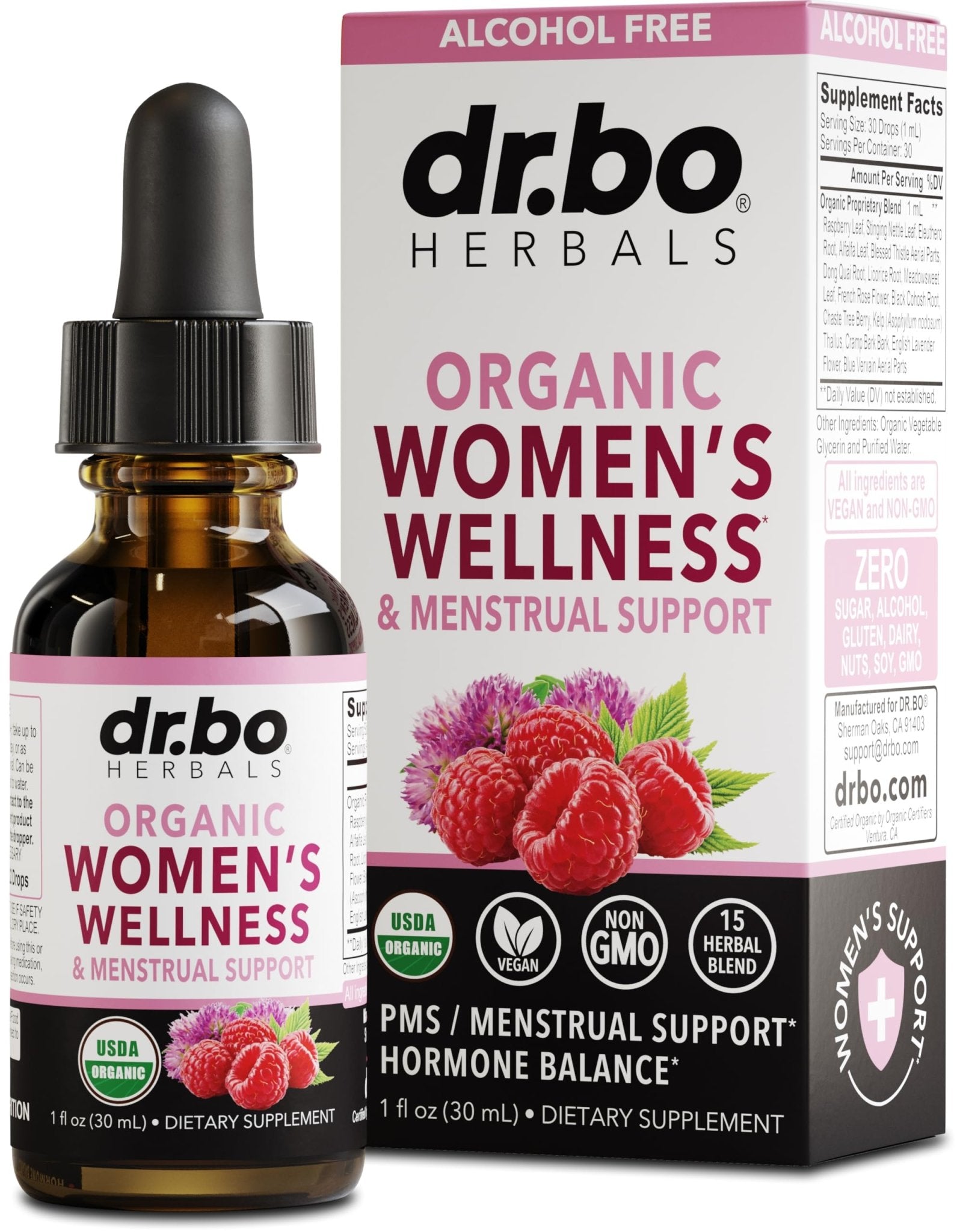 Hormone Balance for Women & PMS Relief - Women's Wellness Organic Hormonal Balance Supplements Liquid Drops & Menstrual Cramp Period Support - Raspberry Leaf, Chasteberry, Black Cohosh Supplement 1 Oz - Maple Wellness Supplements