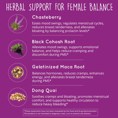 Hormone Balance for Women – PMS Support Supplement, Menopause & Perimenopause | Bloating Relief, Menstrual Cramp, Mood, PMDD | Chasteberry Supplements, Black Cohosh, Dong Quai | Vegan, Non-GMO, 60 Ct - Maple Wellness Supplements