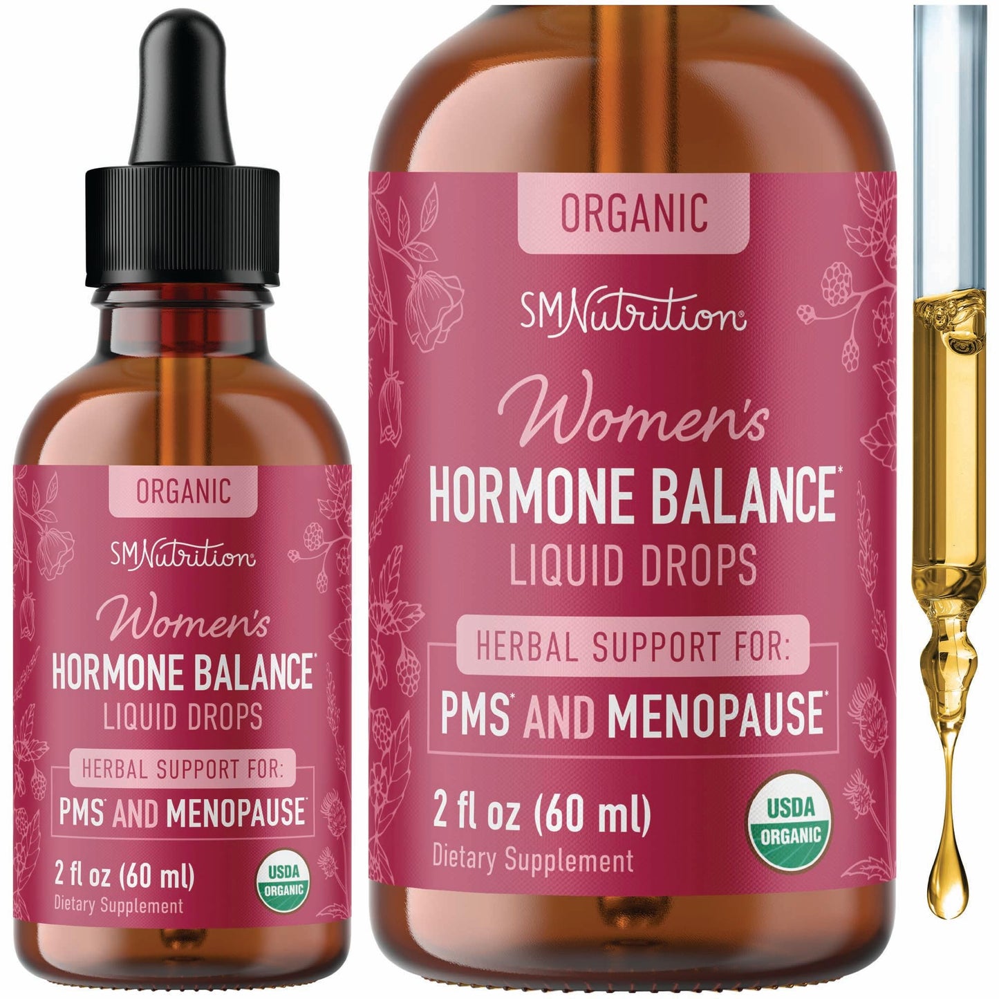 Hormone Balance Liquid Drops | with Black Cohosh, Stinging Nettle, Red Raspberry Leaf, Chasteberry & More | Menopause, Hot Flash, & PMS Relief Menstrual Herbal Support Tincture | Vegan Formula | 2oz - Maple Wellness Supplements