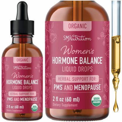 Hormone Balance Liquid Drops | with Black Cohosh, Stinging Nettle, Red Raspberry Leaf, Chasteberry & More | Menopause, Hot Flash, & PMS Relief Menstrual Herbal Support Tincture | Vegan Formula | 2oz - Maple Wellness Supplements