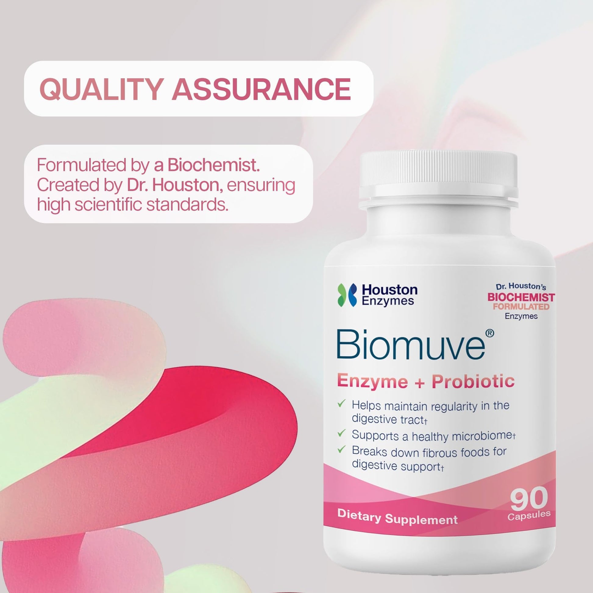 Houston Enzymes Biomuve – 120 Capsules | Professionally Formulated to Maintain Regularity & Healthy Bowel Movements | Unique Combination of Enzymes - Maple Wellness Supplements