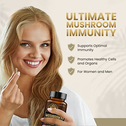 HPD Rx Mushroom Rx Organic Mushroom Extract Blend Max Immunity Dose, Lion’s Mane - Maple Wellness Supplements