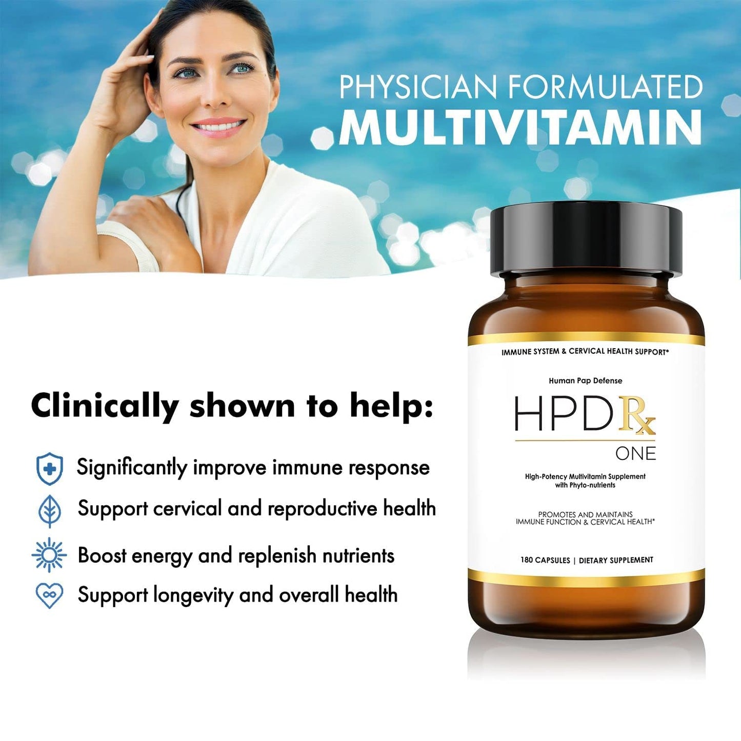 HPD Rx ONE Immunity Boost Multivitamin | HPV Supplements for Women and Men, 2 Pack - Maple Wellness Supplements