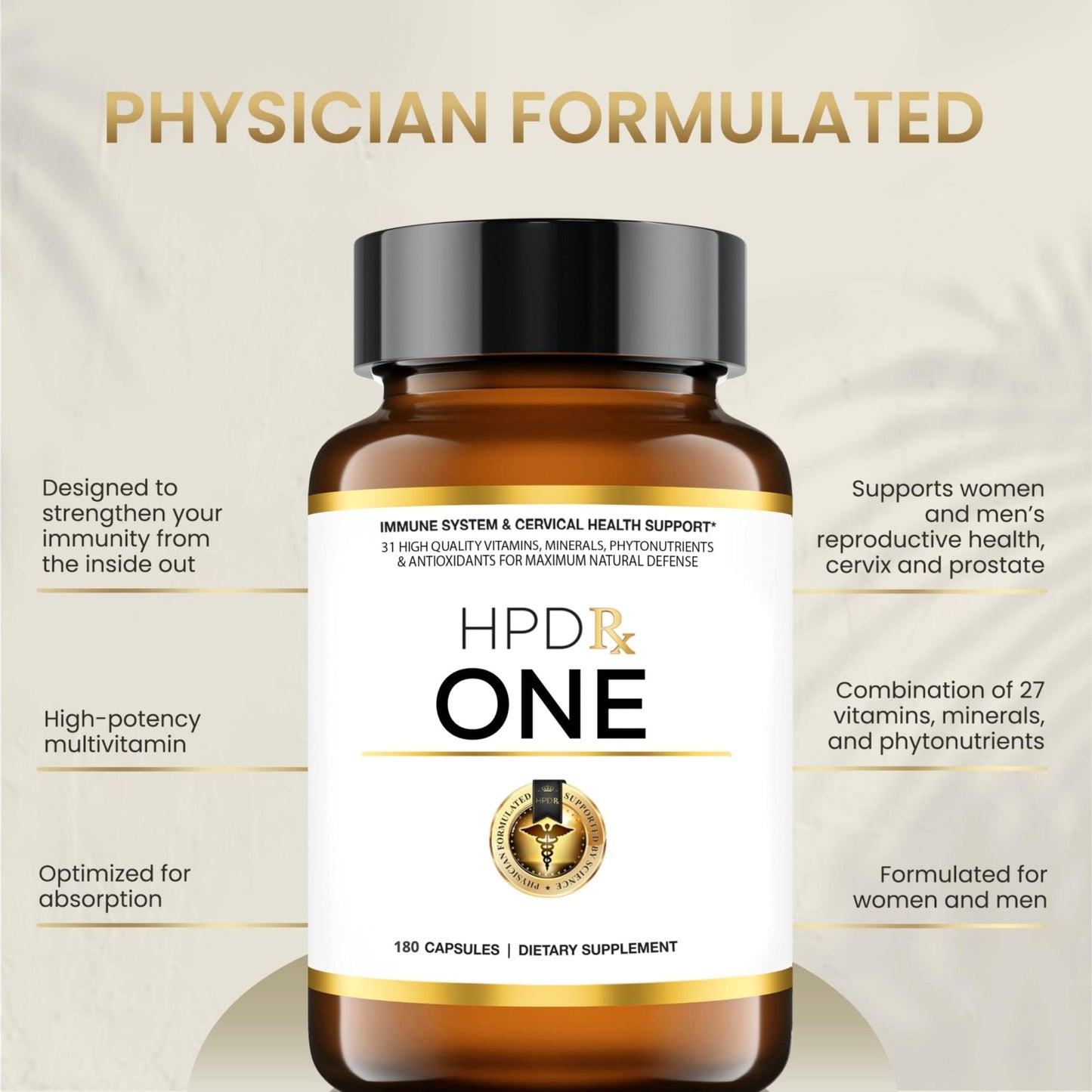 HPD Rx ONE Immunity Boost Multivitamin | HPV Supplements for Women and Men, 2 Pack - Maple Wellness Supplements