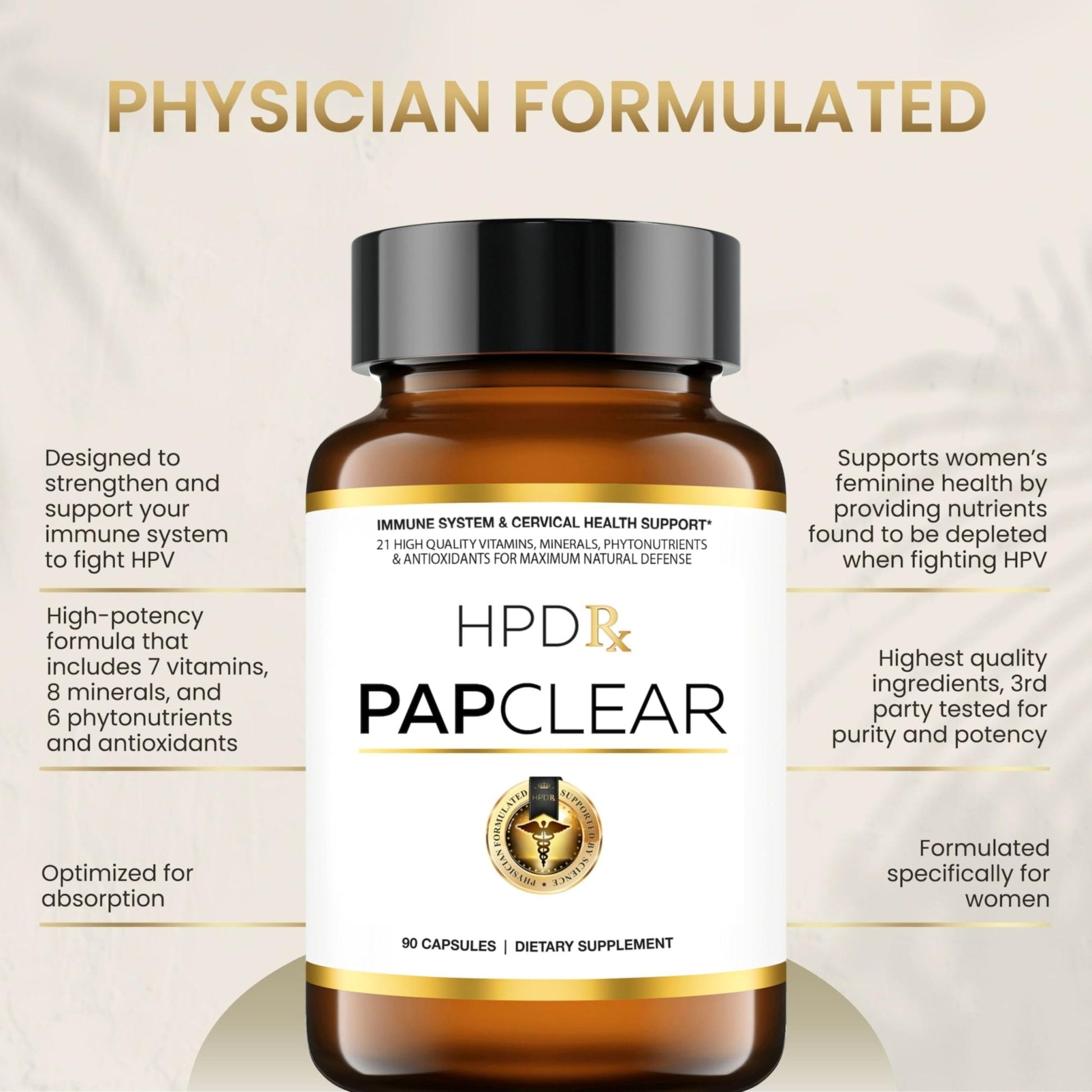 HPD Rx PAPCLEAR Physician Formulated | All Natural HPV Immune Support Supplement - Maple Wellness Supplements