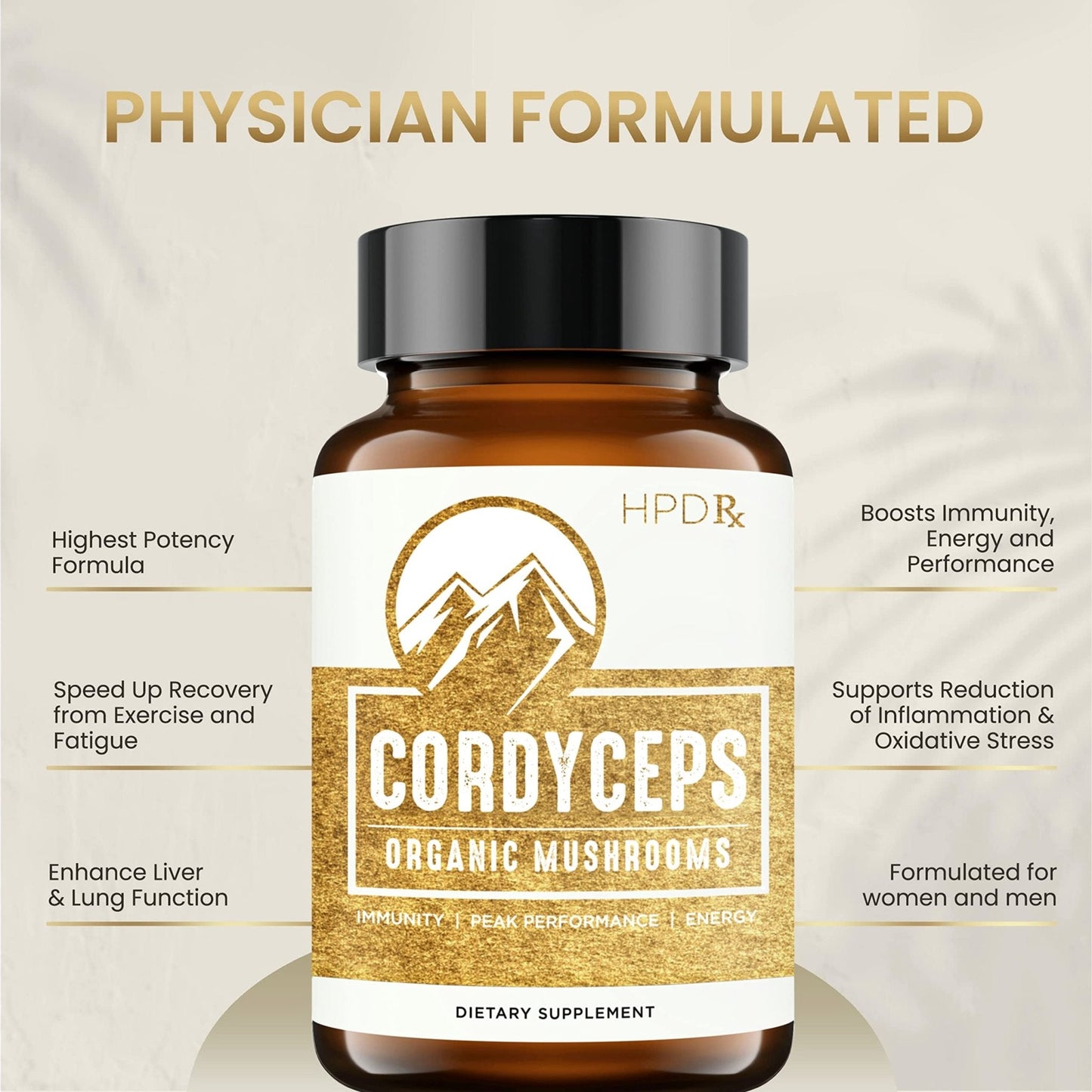 HPD Rx Premium Organic Cordyceps Mushroom Extract Performance , Pack of 2 - Maple Wellness Supplements