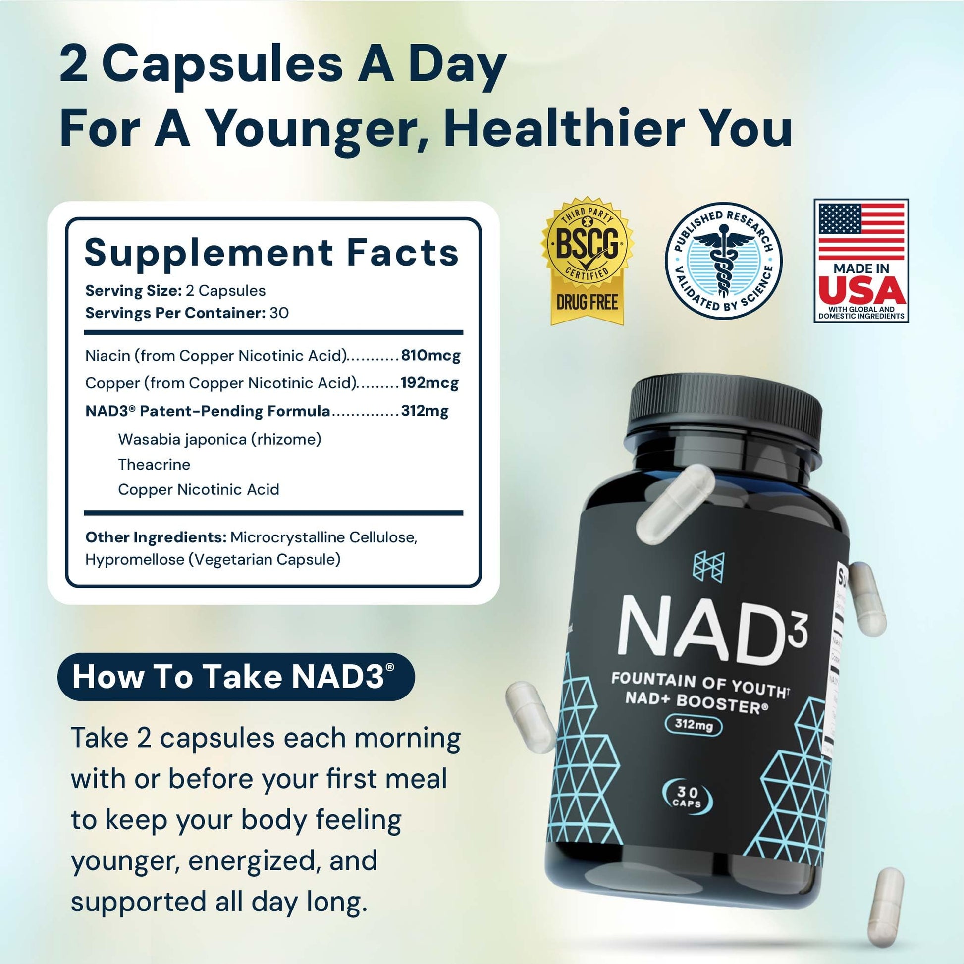 HPN NAD+ Booster – Nicotinamide Riboside Alternative (NAD3) for Men & Women | Anti Aging NRF2 Activator, 312 mg per Serving – Natural Energy Supplement for Longevity & Cellular Health, 30 Veggie Pills - Maple Wellness Supplements