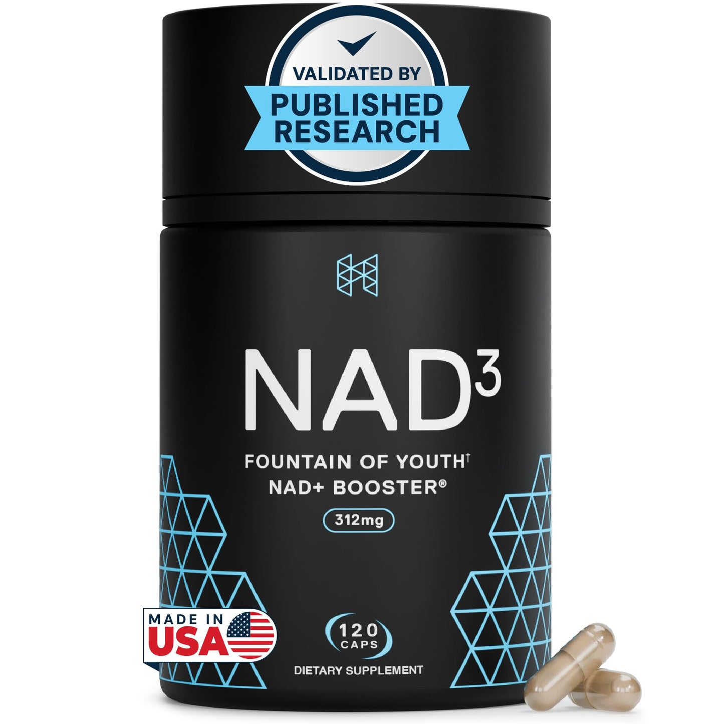 HPN NAD3 Clinical NAD+ Booster, Cellular Health & Natural Energy - NAD Supplement for Healthy Aging, Metabolic Support, NRF2 & Longevity, Nicotinamide Riboside & NMN Alternative, 120ct, 60-Day Supply - Maple Wellness Supplements