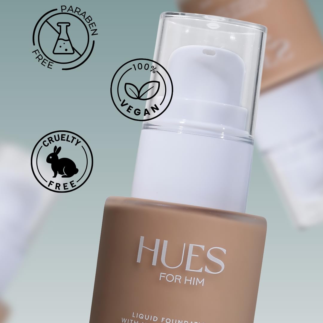 Hues for Him Foundation for Men – Full-Coverage, Lightweight & Hydrating Fit | Natural Coverage | Oil Control & Perfect Fit for Men’s Faces | Available in 4 Shades | Fresh Canvas, .67oz - Maple Wellness Supplements