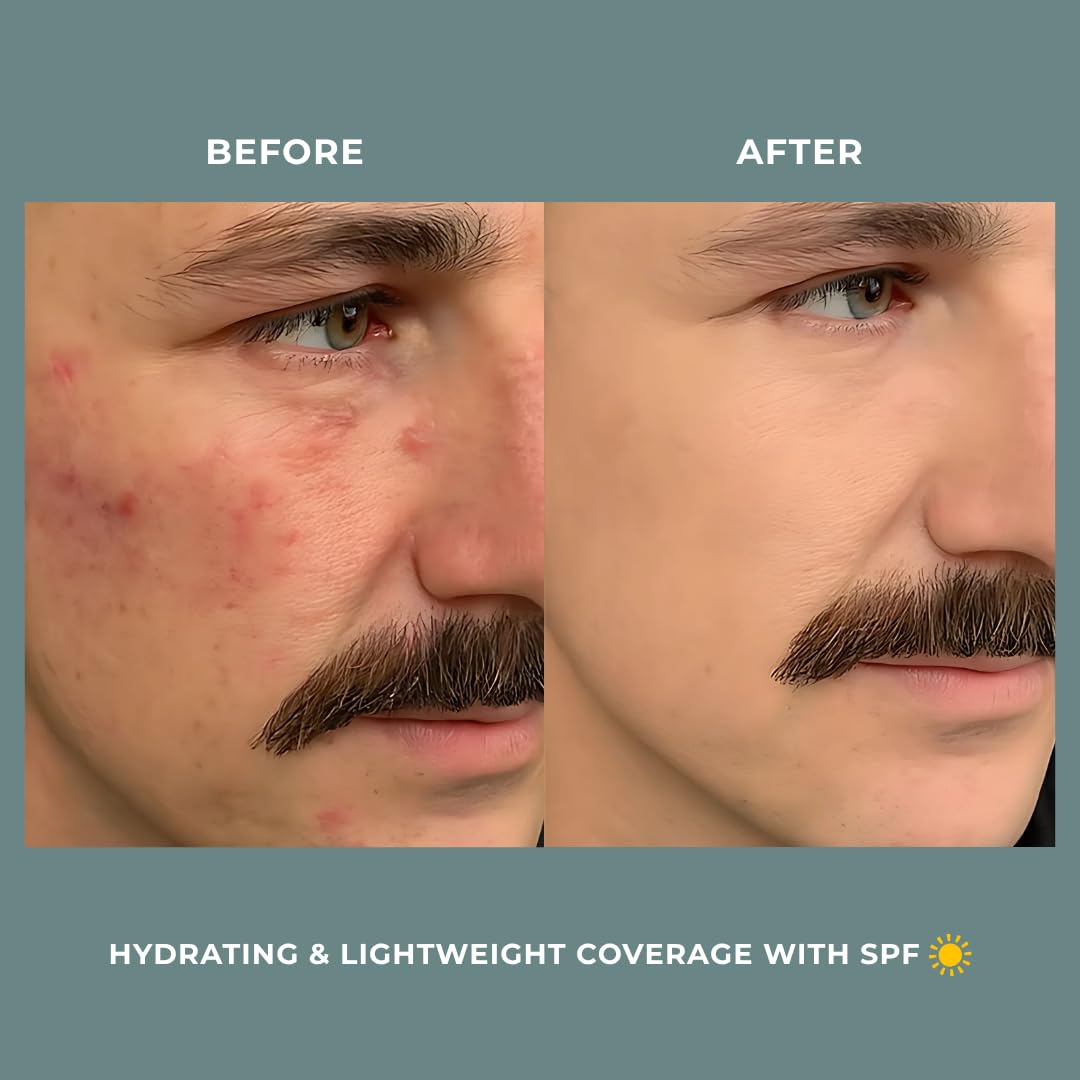 Hues for Him Foundation for Men – Full-Coverage, Lightweight & Hydrating Fit | Natural Coverage | Oil Control & Perfect Fit for Men’s Faces | Available in 4 Shades | Fresh Canvas, .67oz - Maple Wellness Supplements