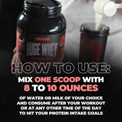 Huge Supplements, Whey Protein Concentrate Powder, Clinically Dosed Formula, 25g - Maple Wellness Supplements