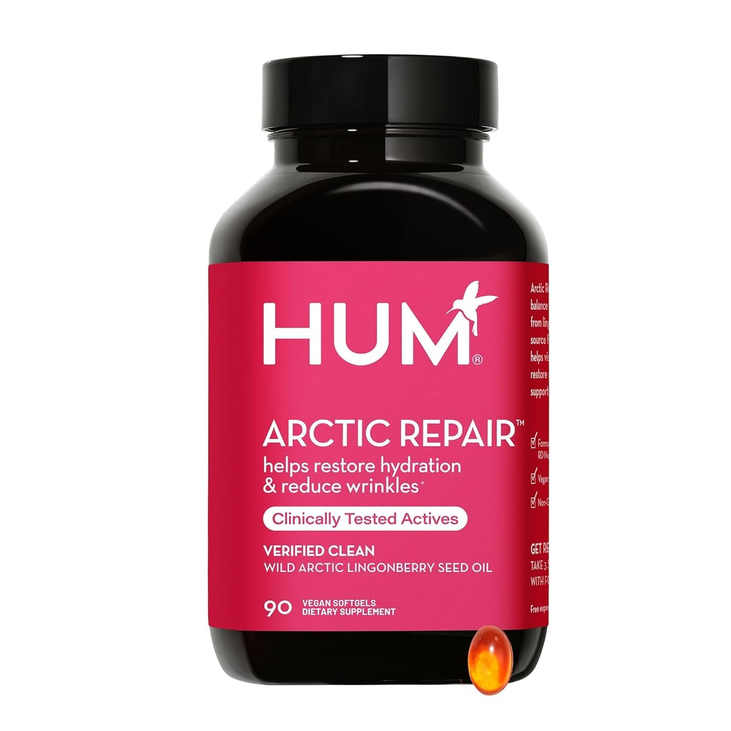 HUM Arctic Repair Clear Skin Supplement with Omega 3, Vitamin E, A, and Lingonberry Seed Oil, Skin Repair with Omega 3 6 9 to Help Support Appearance of Wrinkles & Hydrate, 90 Vegan Softgels - Maple Wellness Supplements