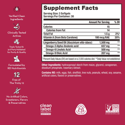 HUM Arctic Repair Clear Skin Supplement with Omega 3, Vitamin E, A, and Lingonberry Seed Oil, Skin Repair with Omega 3 6 9 to Help Support Appearance of Wrinkles & Hydrate, 90 Vegan Softgels - Maple Wellness Supplements