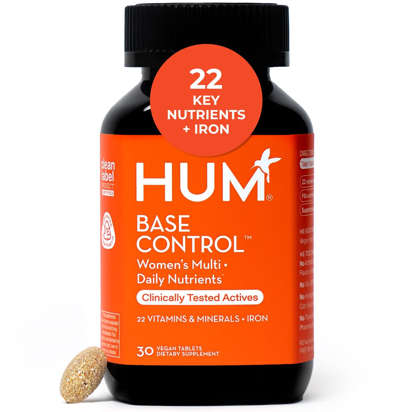 HUM Base Control Multivitamin for Women with Vitamin C, Iron, Biotin, Zinc, B Complex, Daily Women's Multivitamin, 22 Essential Vitamins & Minerals - Maple Wellness Supplements